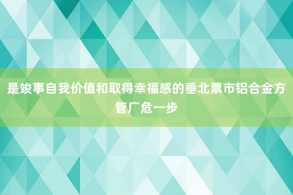 是竣事自我价值和取得幸福感的垂北票市铝合金方管厂危一步