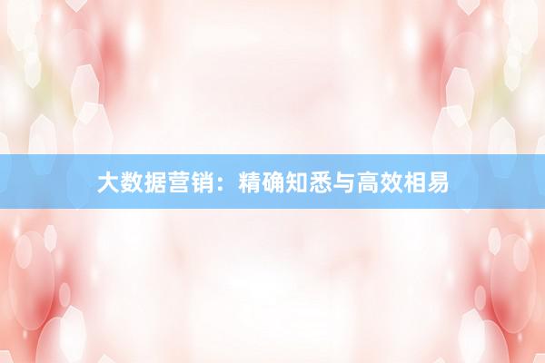 大数据营销:精确知悉与高效相易